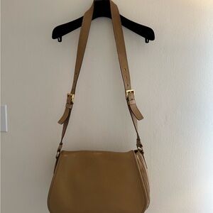 Vintage Prada Milano Tan Leather Shoulder / Crossbody Bag with Suede Interior